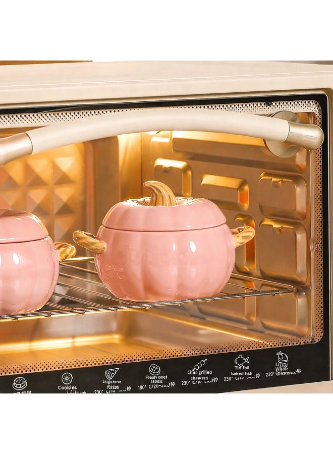 Ceramic Pumpkin Bowl with Lid and Dual Handles – 800 ml - Image 5